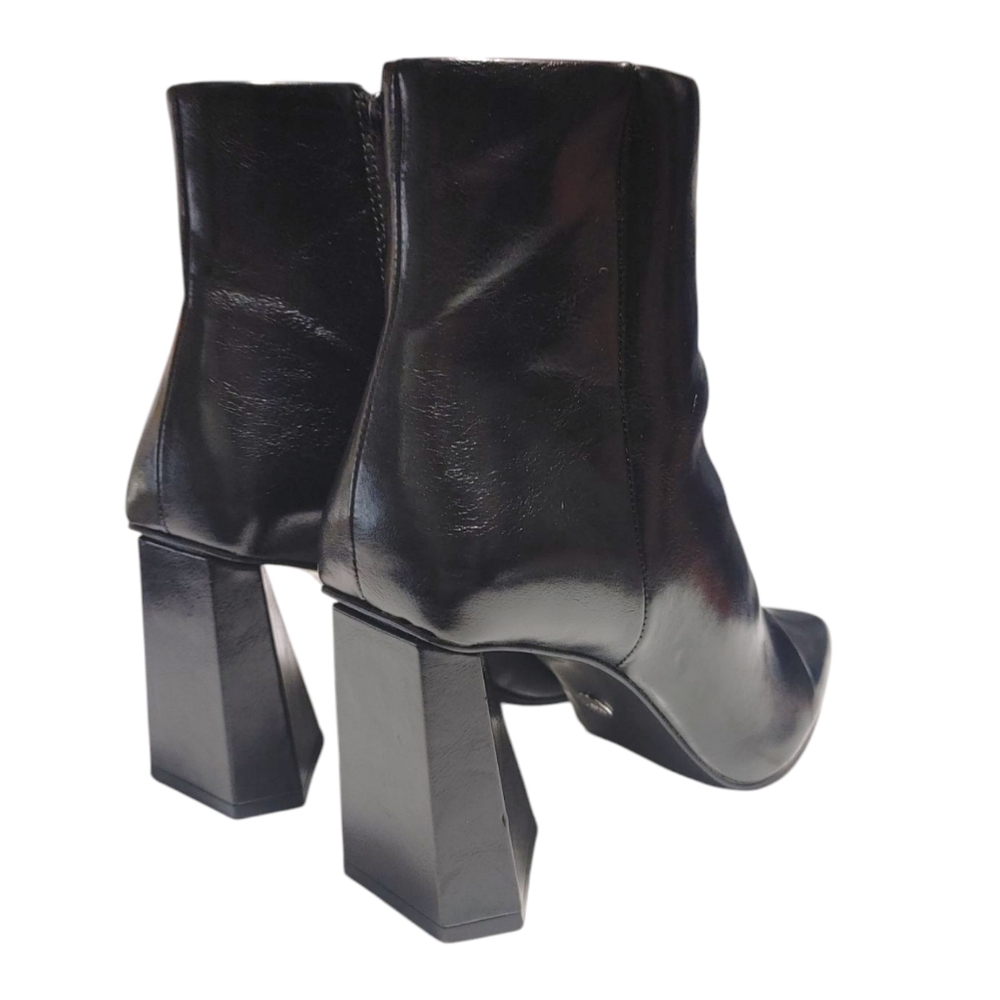 Zara Faux Leather Pointed Toe Geometric Heel Zipper Ankle Booties Womens Size 37 - Picture 6 of 9